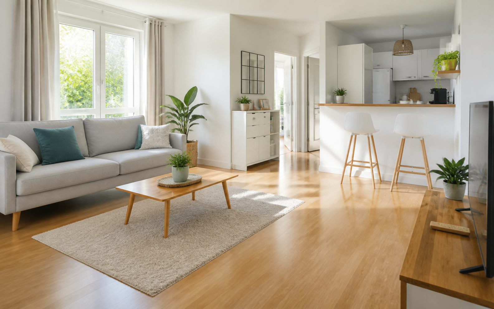 Logement lumineux nettoyé avec soin